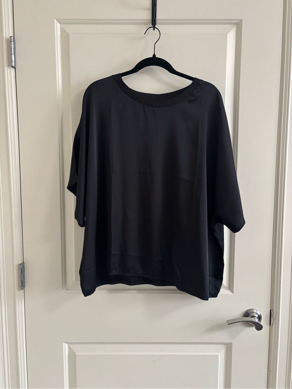 a new day Black Satin Boxy Tunic Top